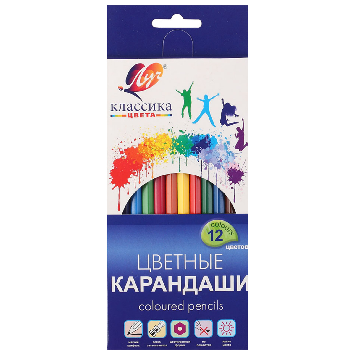 

Карандаши цветные 12цв 6-гран. дерево Классика карт.уп. ЛУЧ 29С 1710-08