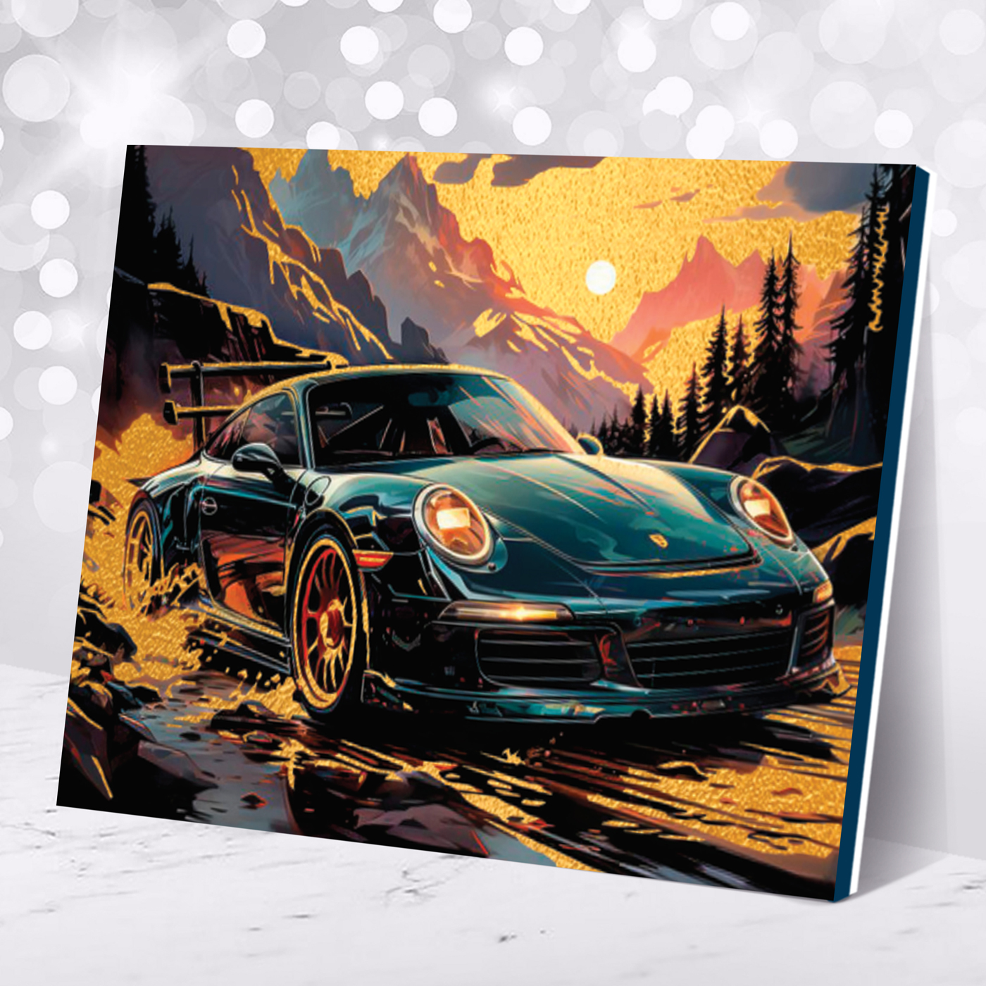 

Картина по номерам 40х50см с поталью черный холст Жажда скорости