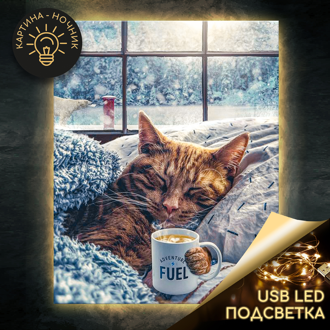 

Картина по номерам 40х50см Морозное утро USB LED подсветка