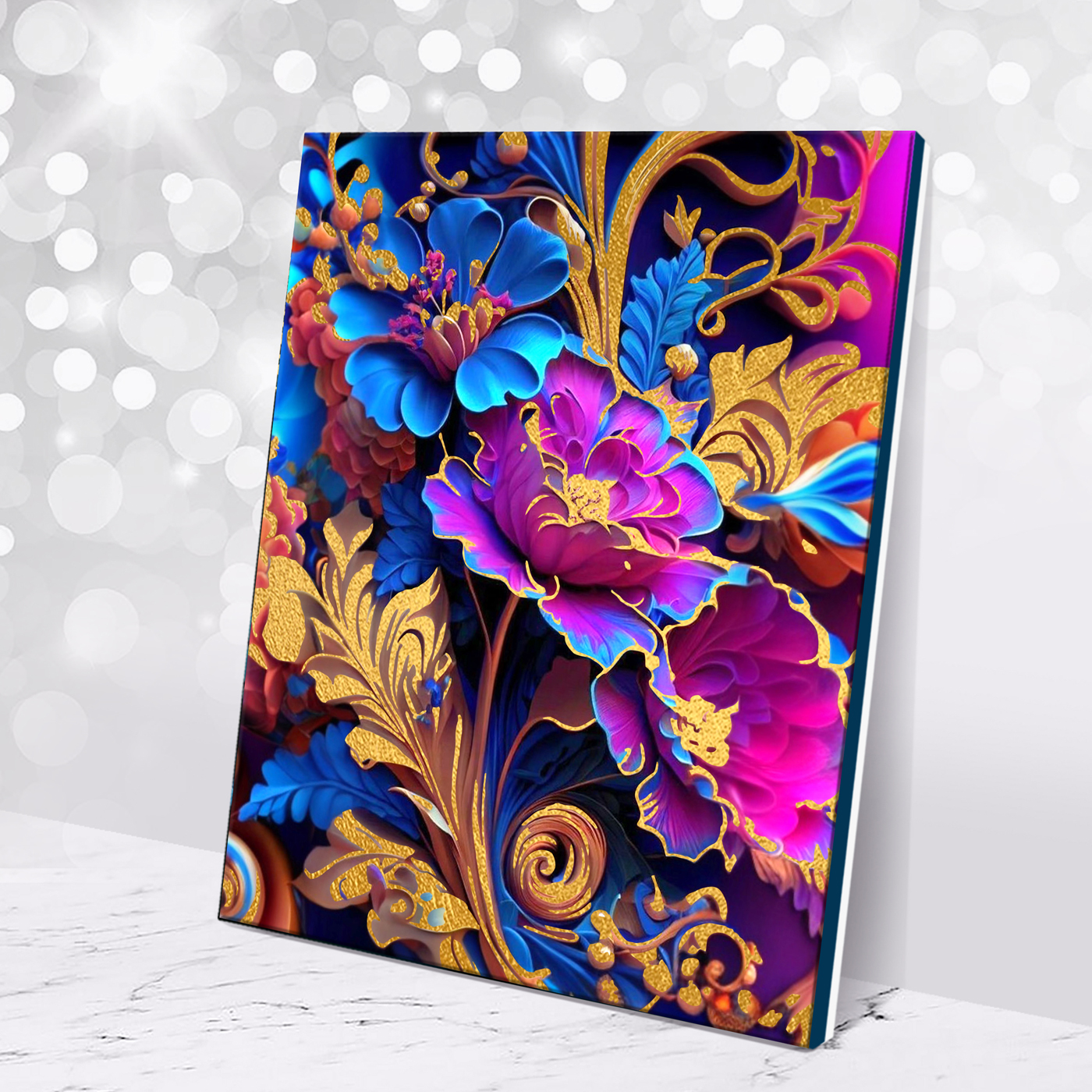 

Картина по номерам 40х50см с поталью Цветы и золото