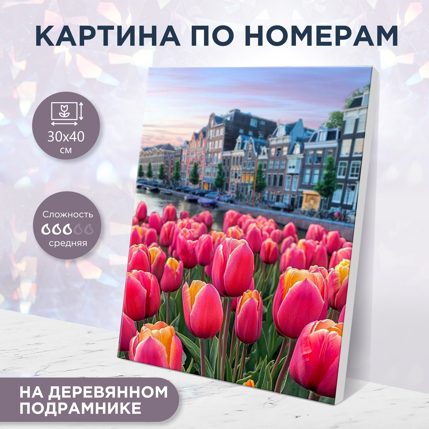 

Картина по номерам 30х40см Голландские тюльпаны