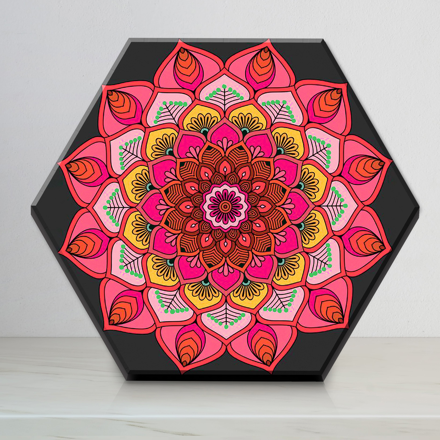 

Картина по номерам 32х37см со светящ. краской гексагон Мандала на благополучие