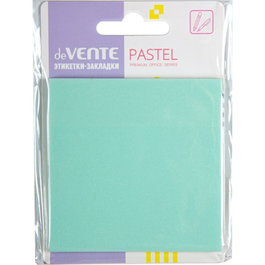 Блок клейкий 76х76мм 50л Pastel пластиковый изумрудный прозрачный deVENTE 2011452 56₽