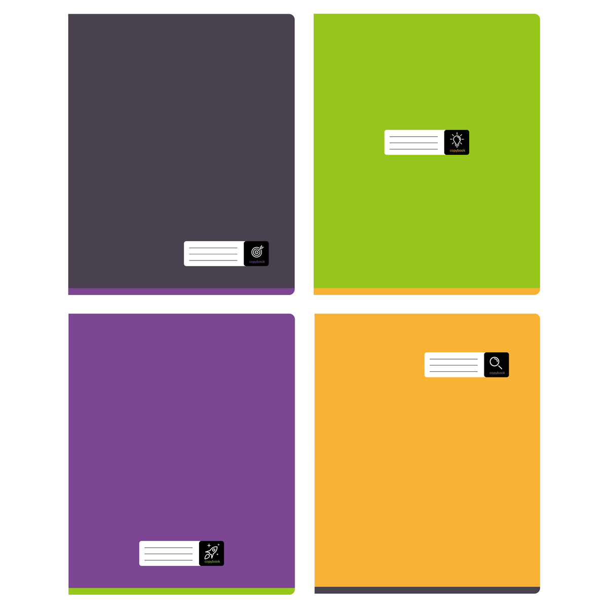 

Тетрадь А5 80л клетка скрепка мелов.картон Однотон Monocolor Simple color ассорти BG Т5ск80 11942