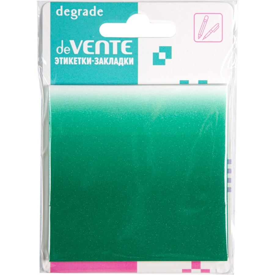 Блок клейкий 76х76мм 50л Degrade пластиковый прозрачный т-изумрудный deVENTE 2011447 56₽