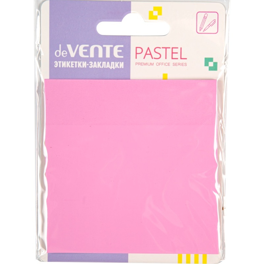 Блок клейкий 76х76мм 50л Pastel пластиковый розовый полупрозрачный deVENTE 2011434 57₽