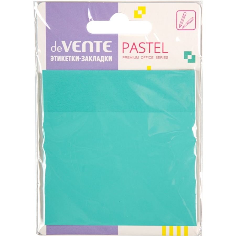 Блок клейкий 76х76мм 50л Pastel пластиковый изумрудный полупрозрачный deVENTE 2011436 55₽