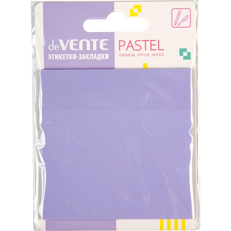 Блок клейкий 76х76мм 50л Pastel пластиковый сиреневый полупрозрачный deVENTE 2011435