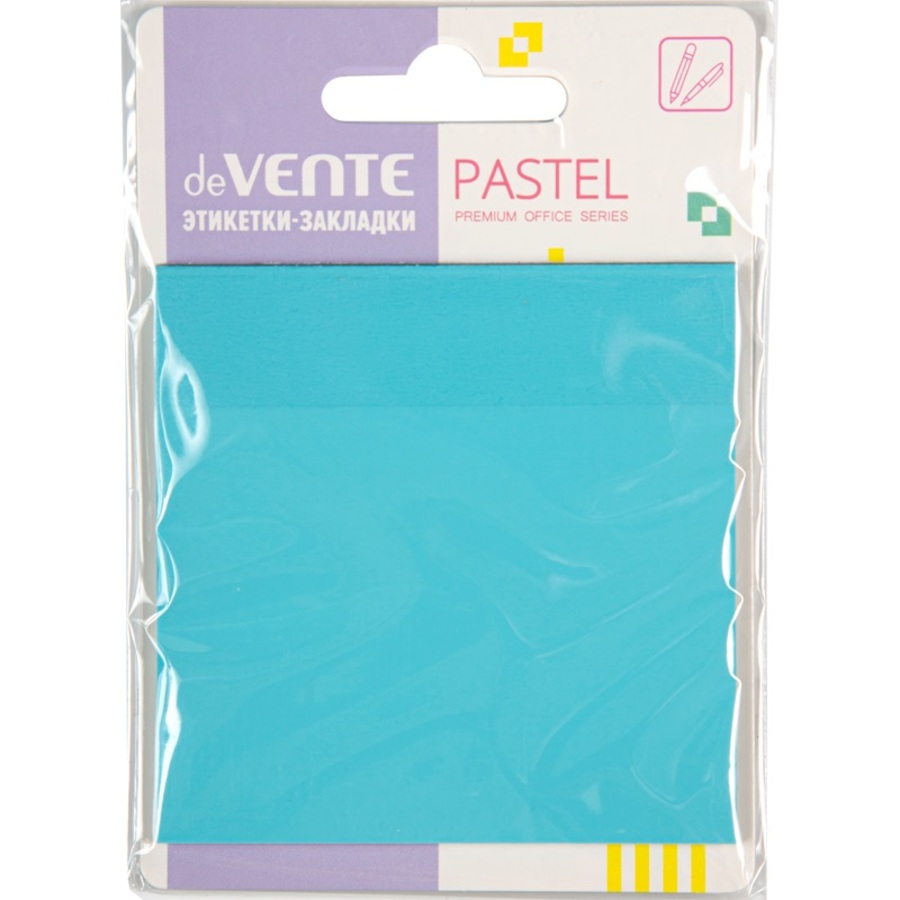 Блок клейкий 76х76мм 50л Pastel пластиковый голубой полупрозрачный deVENTE 2011433