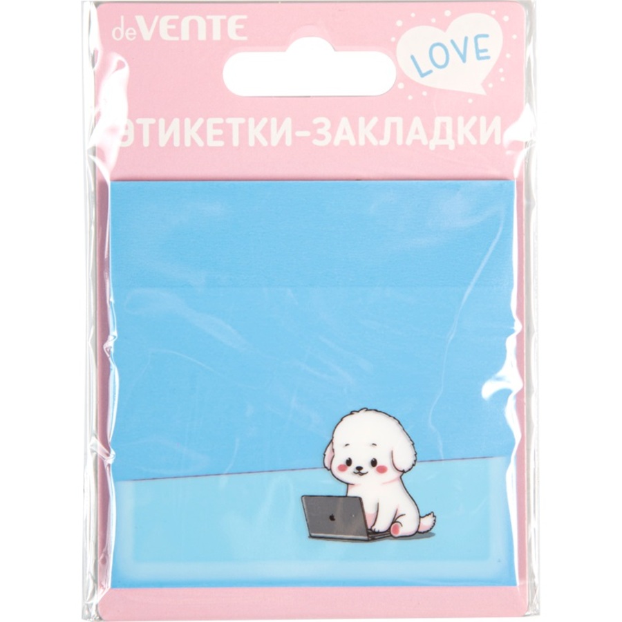 Блок клейкий 76х76мм 50л Puppy пластиковый голубой полупрозрачный deVENTE 2011432 63₽