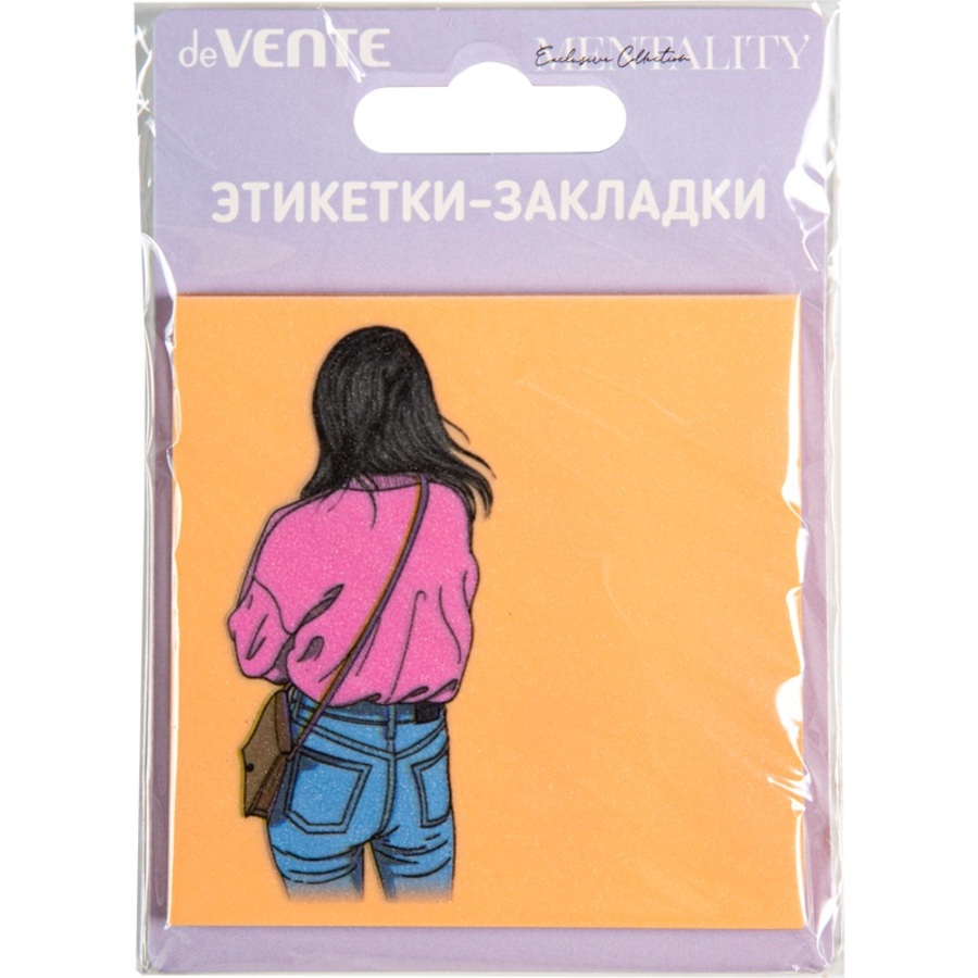 Блок клейкий 76х76мм 50л Mentality Sparkle пластиковый персиковый полупрозр deVENTE 2011440 56₽