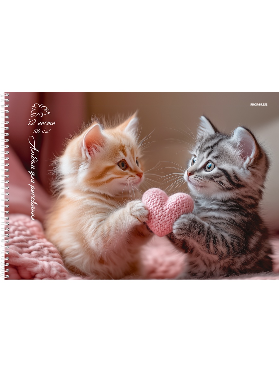 

Альбом для рисования А4 32л гребень Пара милых котят 100г/м2 PROF-PRESS 32-7873 (жен)