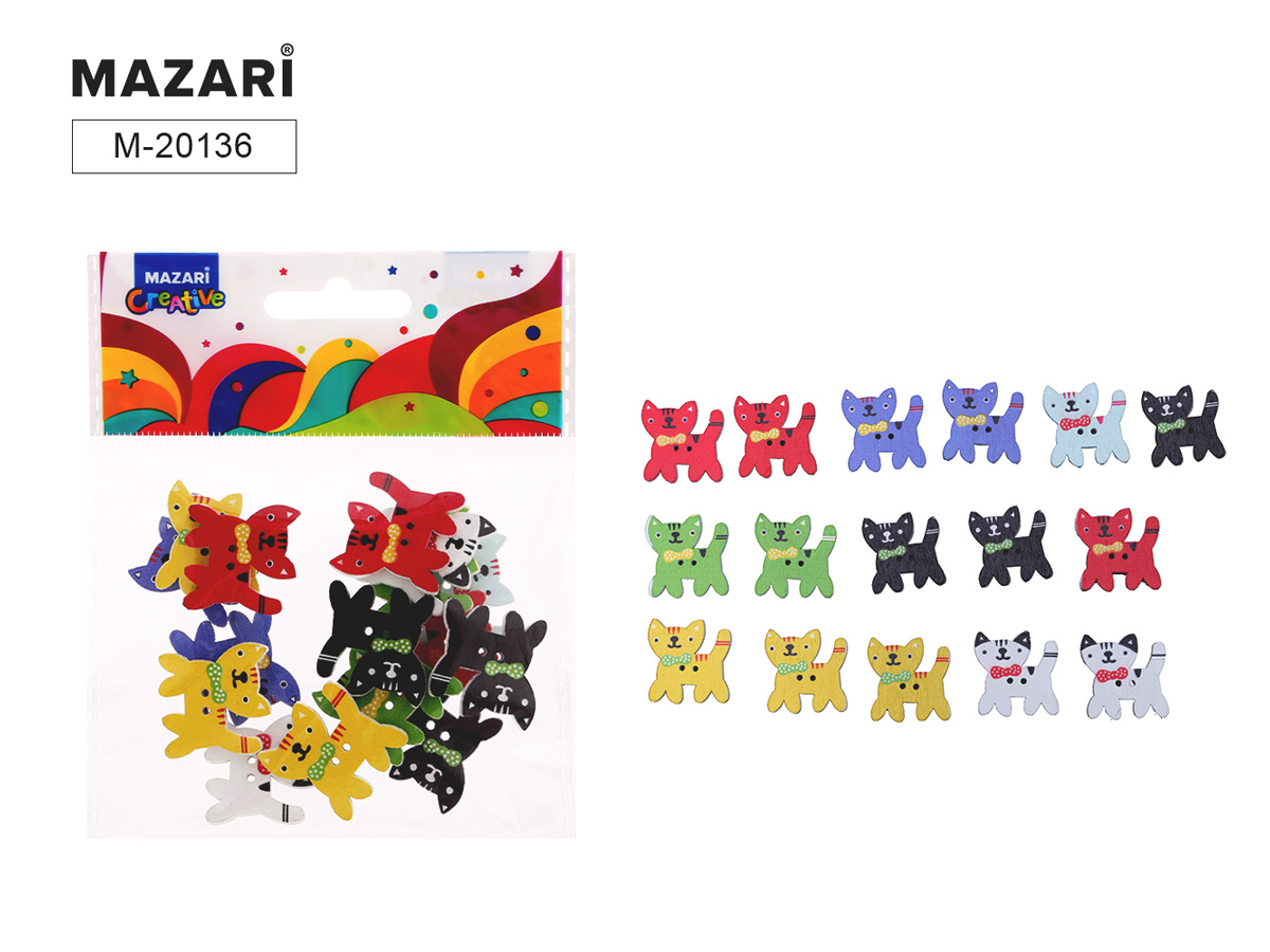 Пуговицы декоративные деревянные 18шт Cat MAZARI M-20136 93₽
