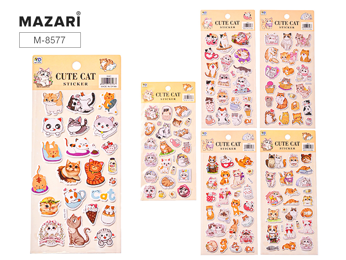 

M-8577 Наклейки 100х220мм Котики ассорти 6 дизайнов