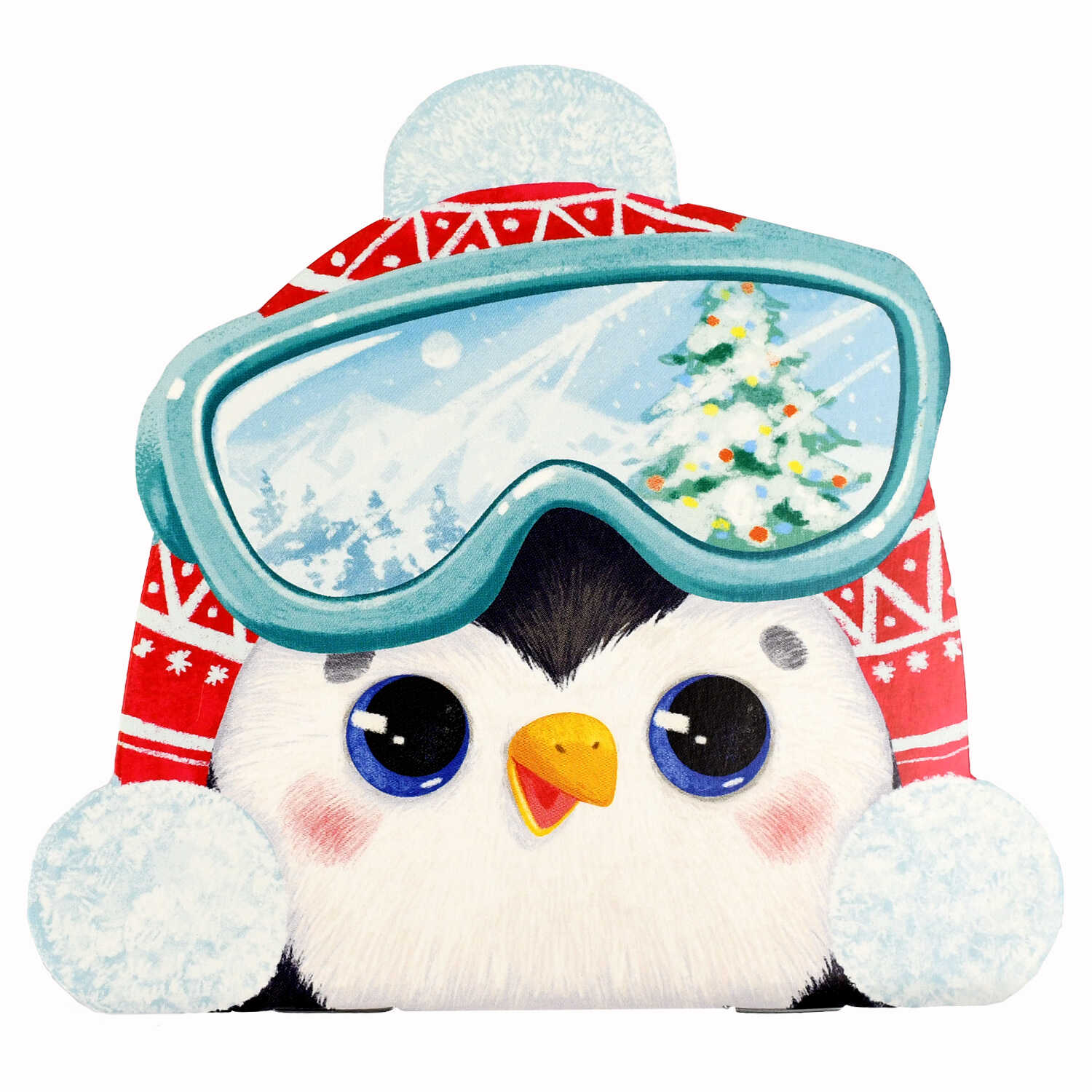 Блокнот 117х120мм 30л без линовки скрепка мягкобл Новогодний пингвин вырубка ФЕНИКС 69610 82₽