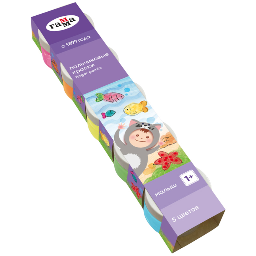 Краски пальчиковые 5цв 50мл Малыш картуп ГАММА 180120216 377₽