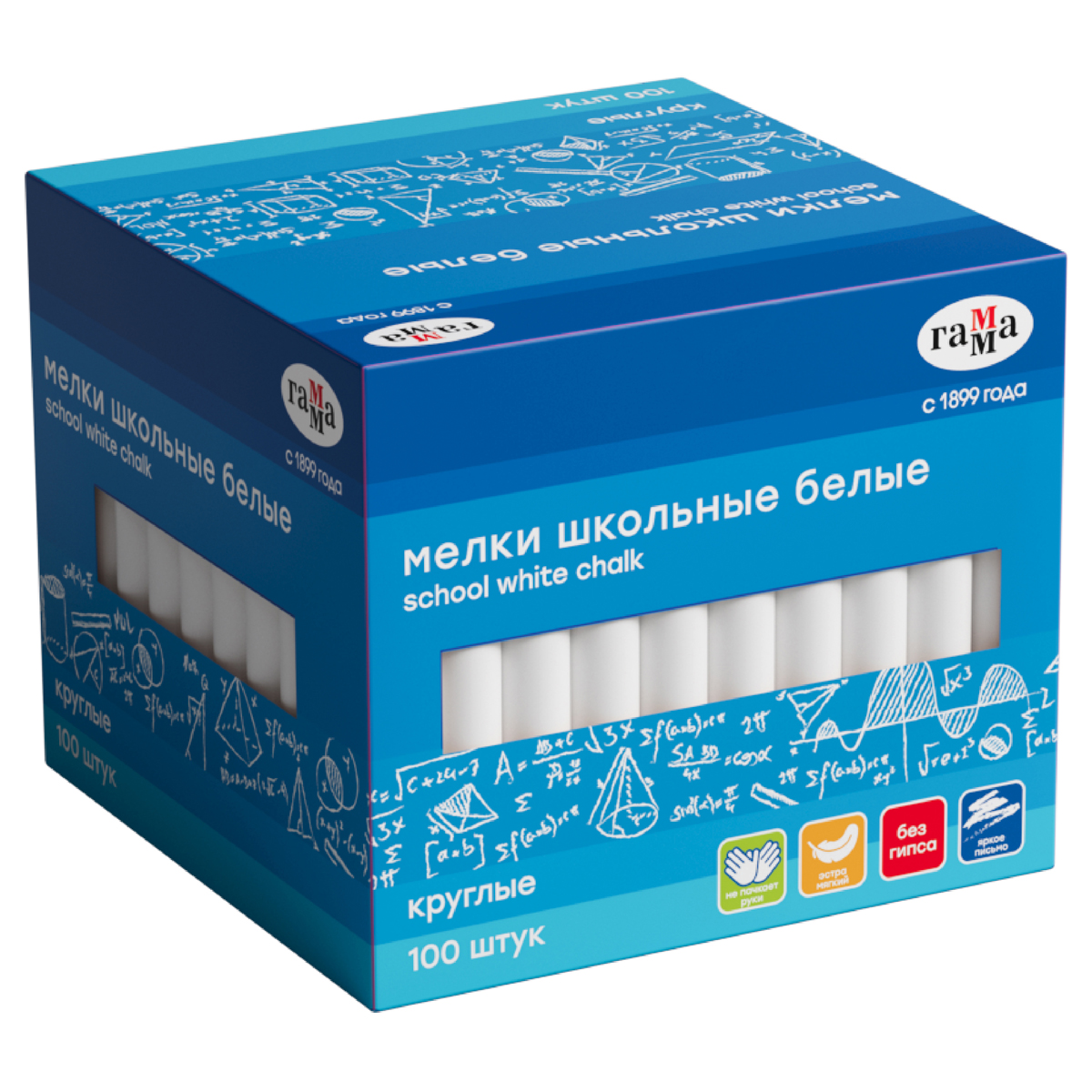 

Мелки школьные белые 100шт круглые ГАММА 2308194