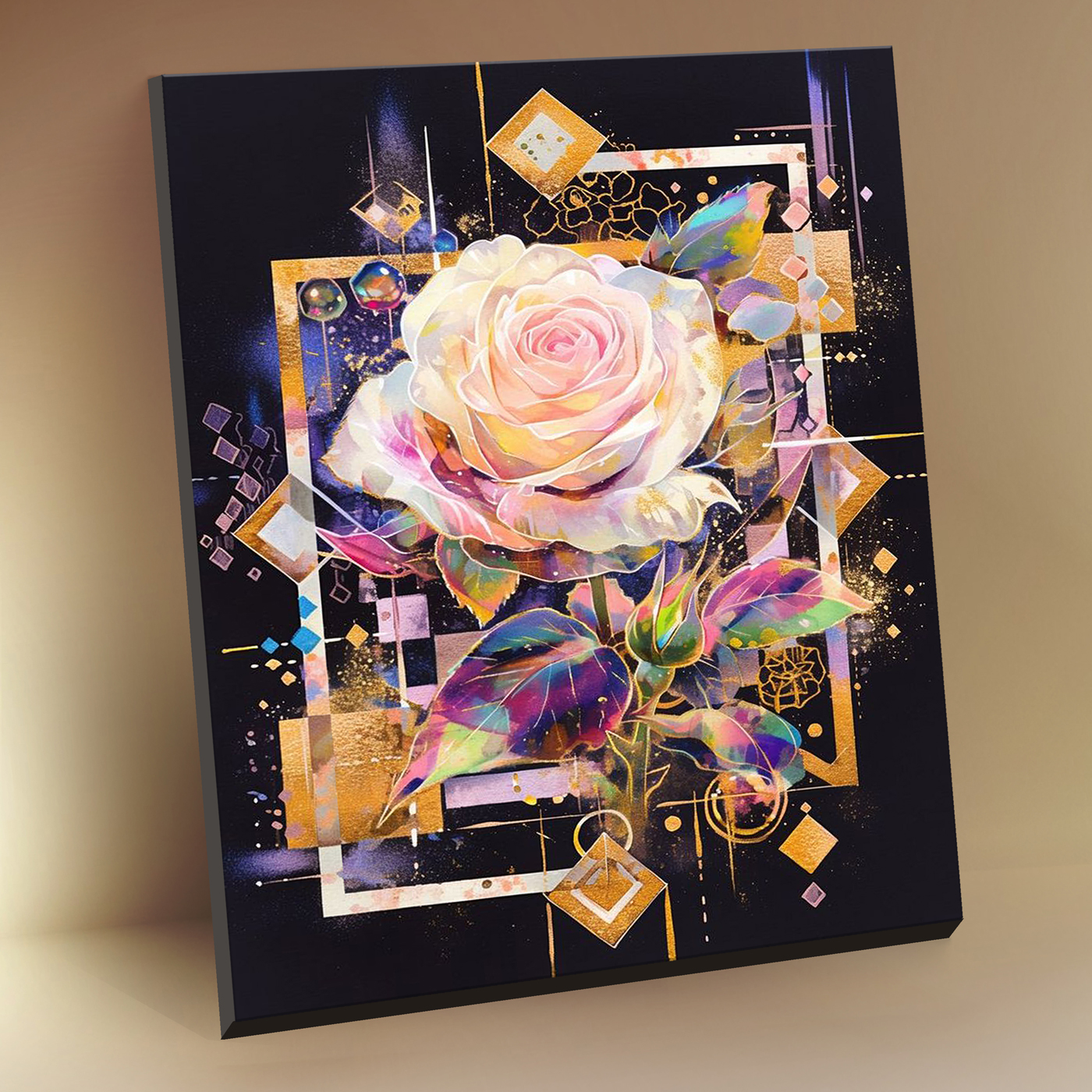 

Картина по номерам 40х50см с поталью черный холст Волшебная роза