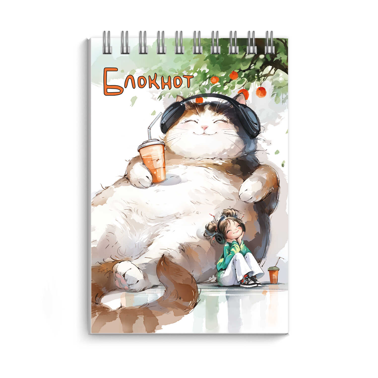 Блокнот А7 40л клетка гребень мягкобл Дремлющий кот УФ-лак глиттер ФЕНИКС 72782 44₽