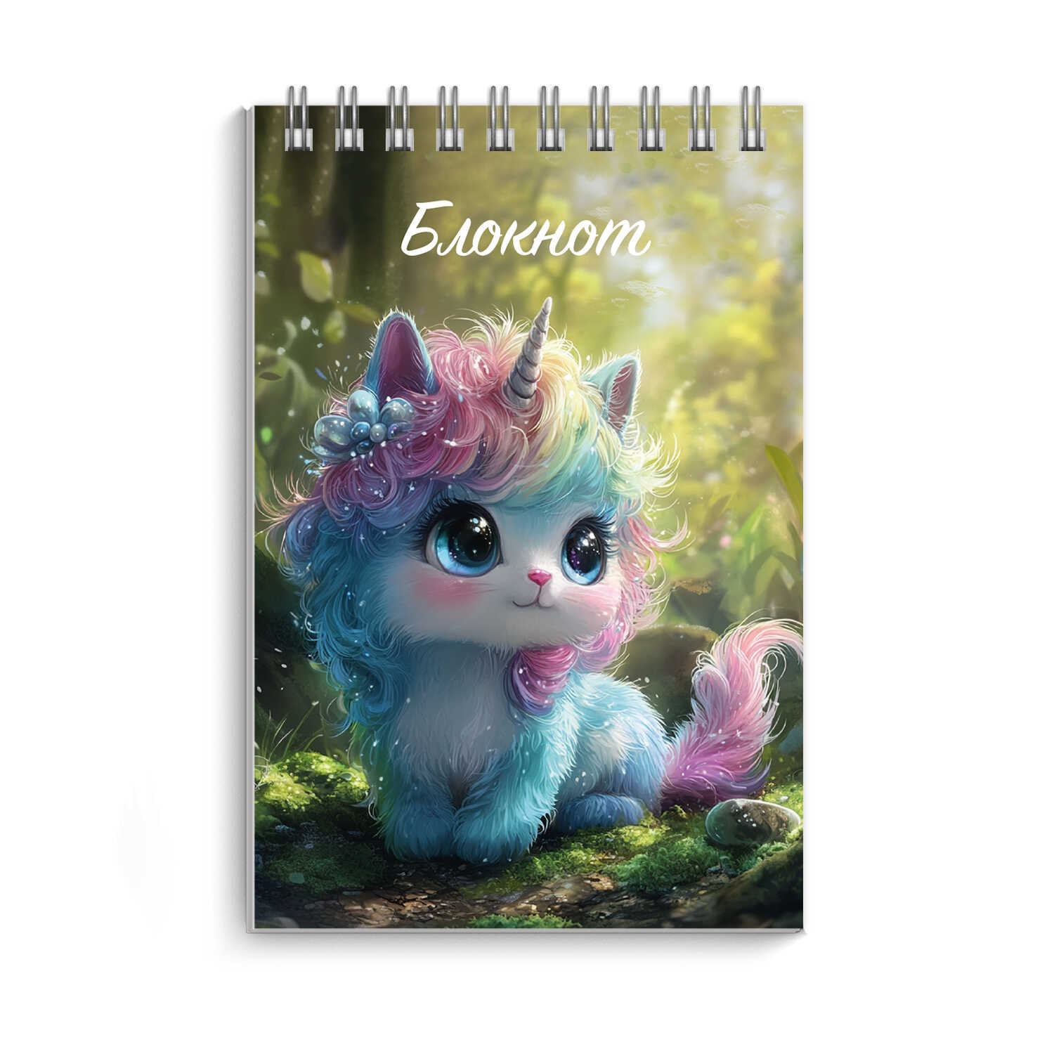 Блокнот А7 40л клетка гребень мягкобл Маленький единорог УФ-лак глиттер ФЕНИКС 72781 40₽