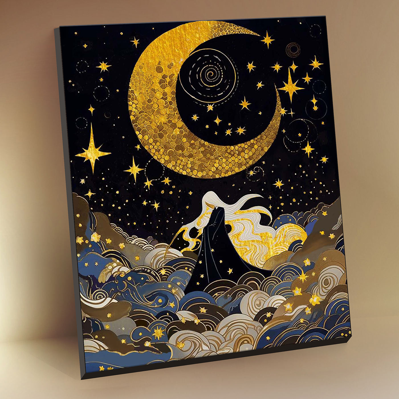 

Картина по номерам 40х50см с поталью черный холст Луноцвет и черная роза