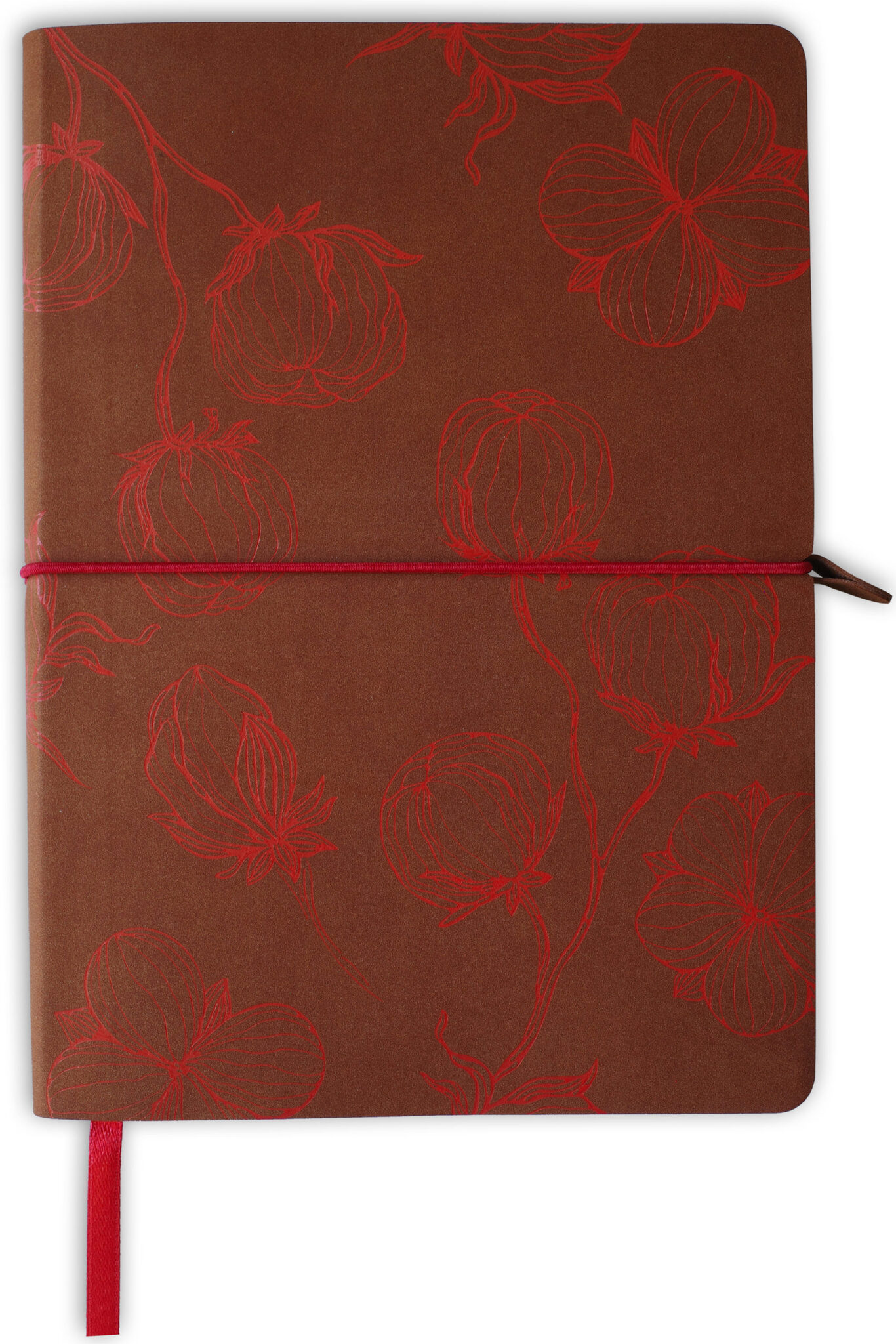 Блокнот А5 128л клетка интег.обл. Cotton коричневый нубук фольга резинка ПОЛИНОМ 3247