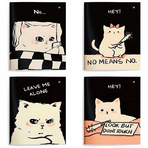 Книжка записная А6 32л клетка скрепка мягкобл Mood cat soft touch ассорти LOREX LXNBA6-MC 101₽