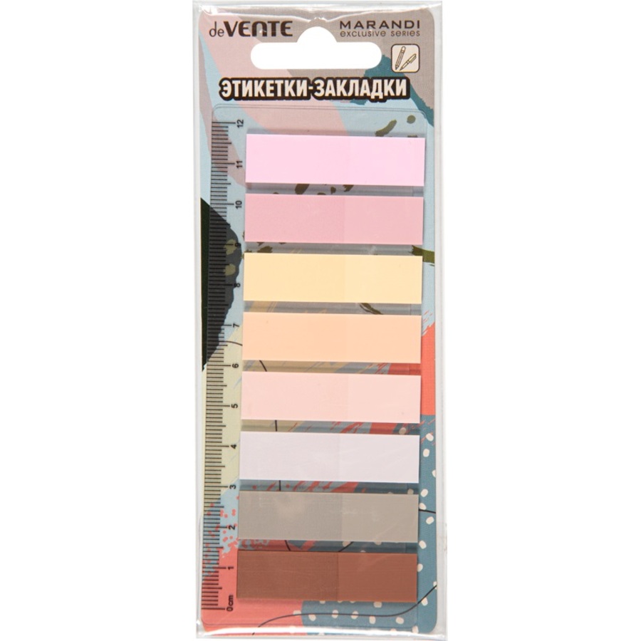 Закладки с липким краем пластик 12х44мм 20л 8цв Marandi полупрозрачные deVENTE 2011456 46₽