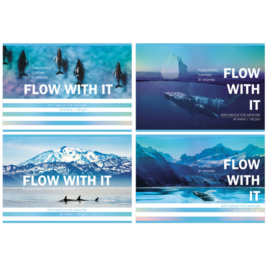 Альбом для рисования А4 40л скрепка Счастье приходит волнами 100гм2 BG АР4ск40 10937 уни 92₽