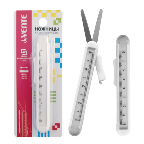 Ножницы офисные 154мм Compact защитфутляр с линейкой европодвес deVENTE 4091401 103₽