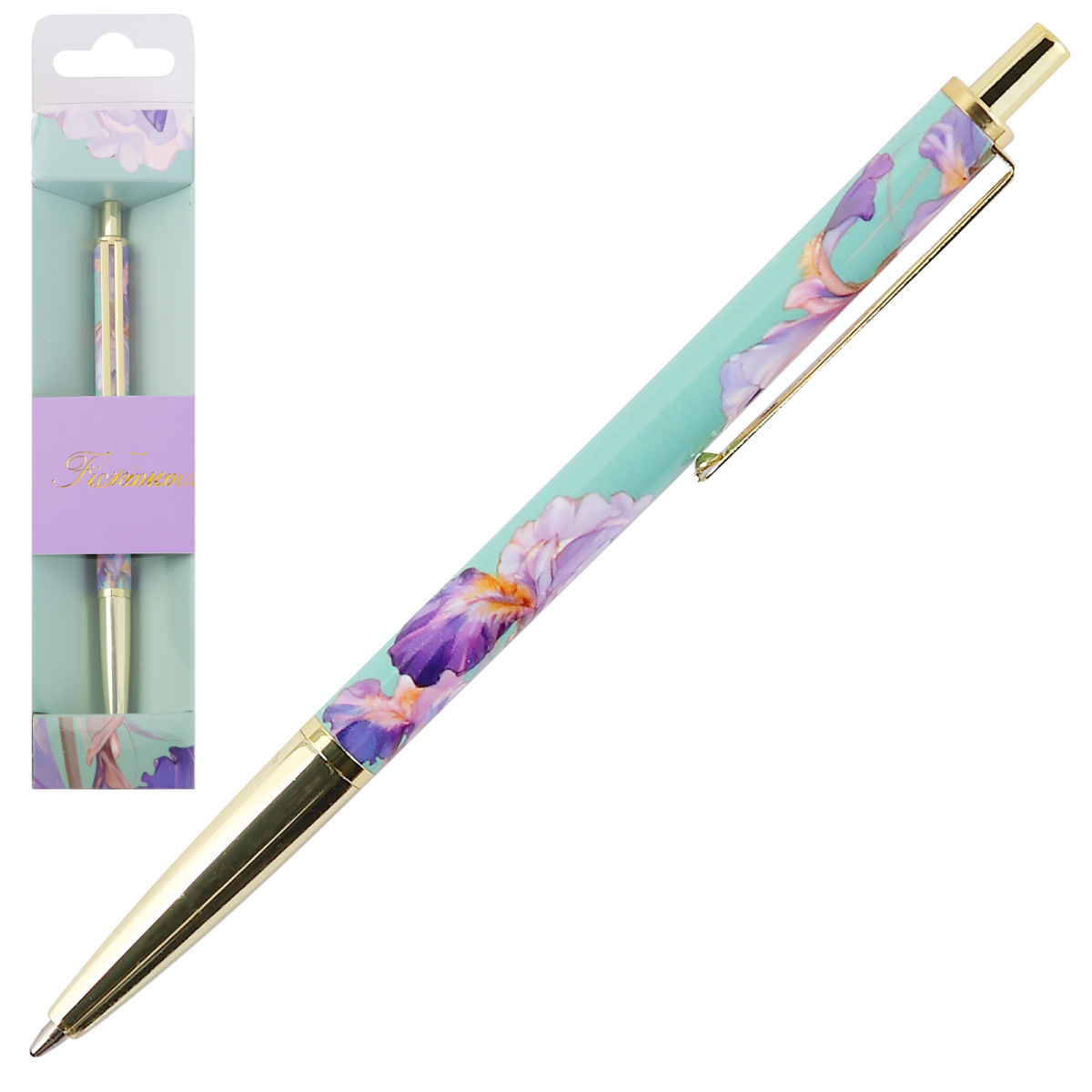 Ручка подарочная шариковая автом синяя 07мм Ирисы корпус с дизайном футляр FIORENZO 253074 279₽