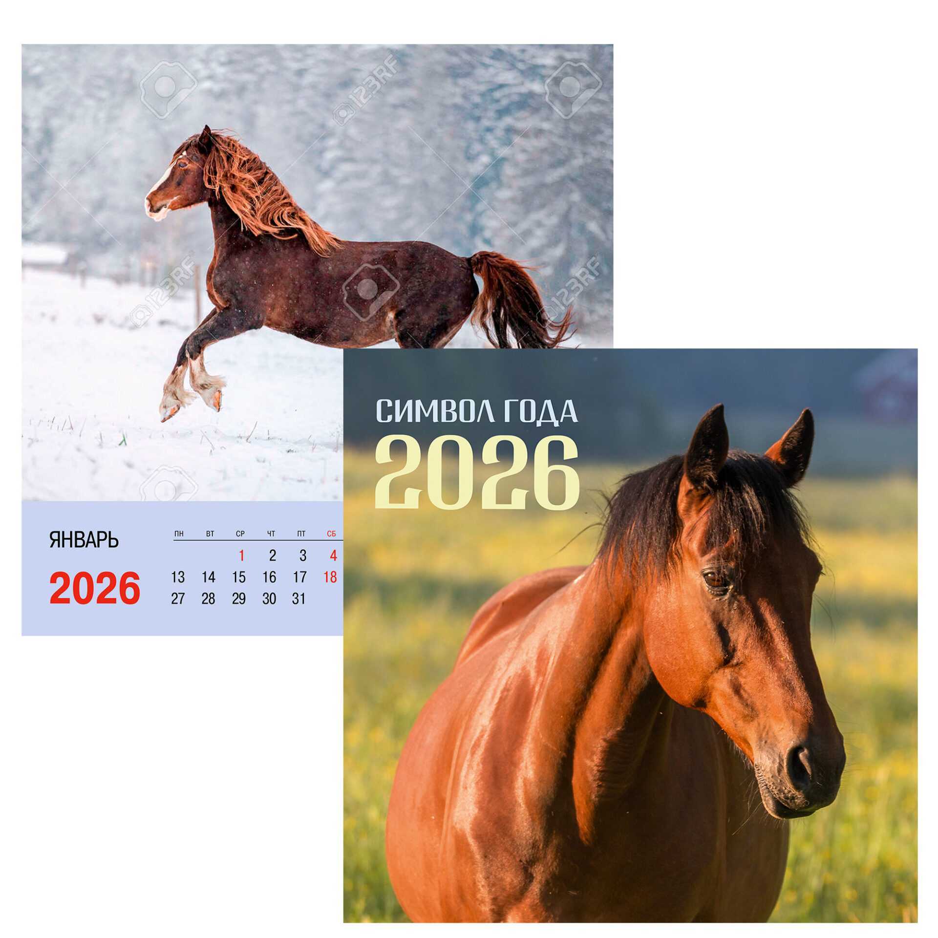 

Календарь 2026 1-блочный 320х320мм Гребень 6л Символ года 1 Listoff КПКС2601