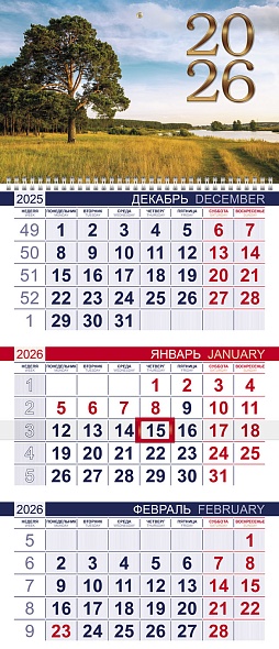 

Календарь 2026 3х-блочный 300х690мм Гребень ЭКОНОМ Родные просторы HATBER 3Кв1гр3_34252