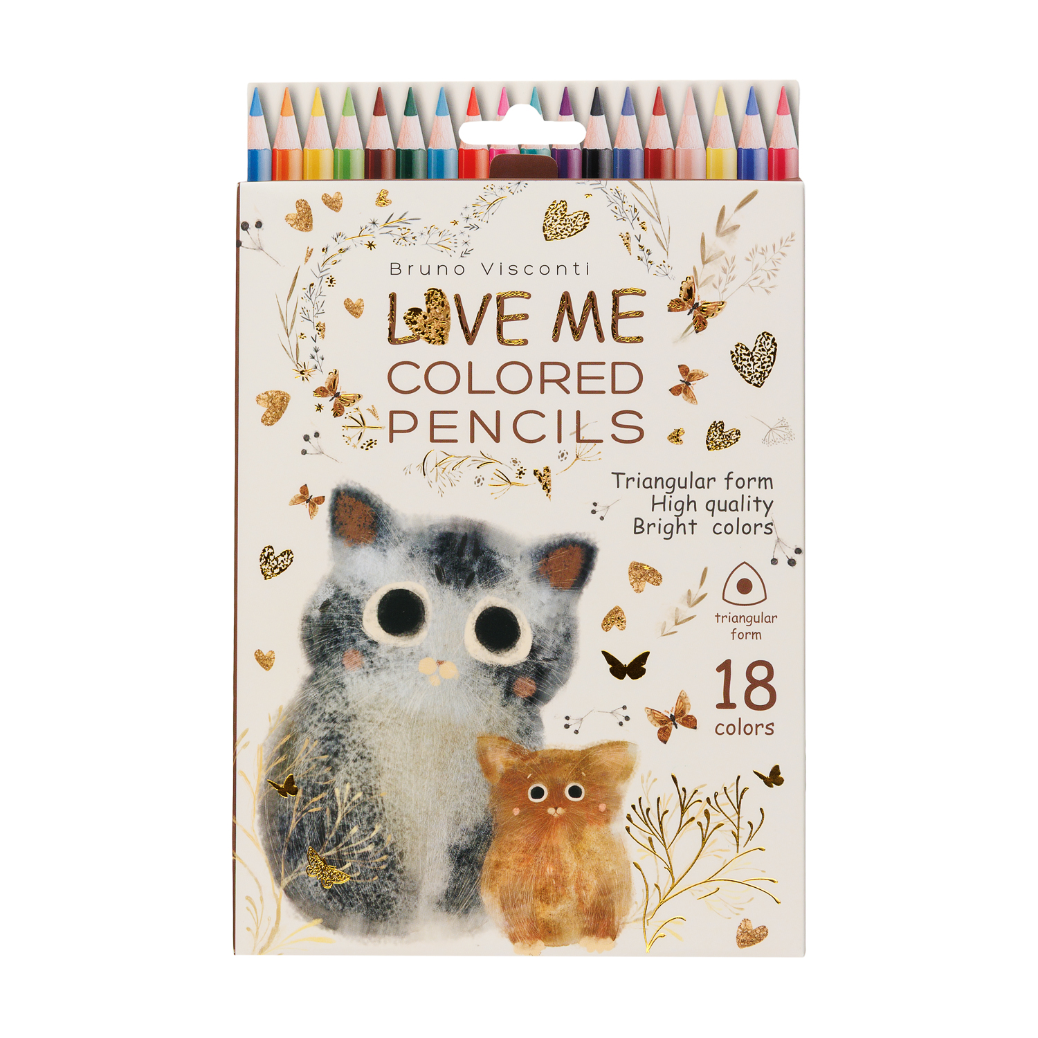 Карандаши цветные 18цв 3-гран дерево Love me Котики Счастье картуп BRUNO VISCONTI 30-0155 320₽