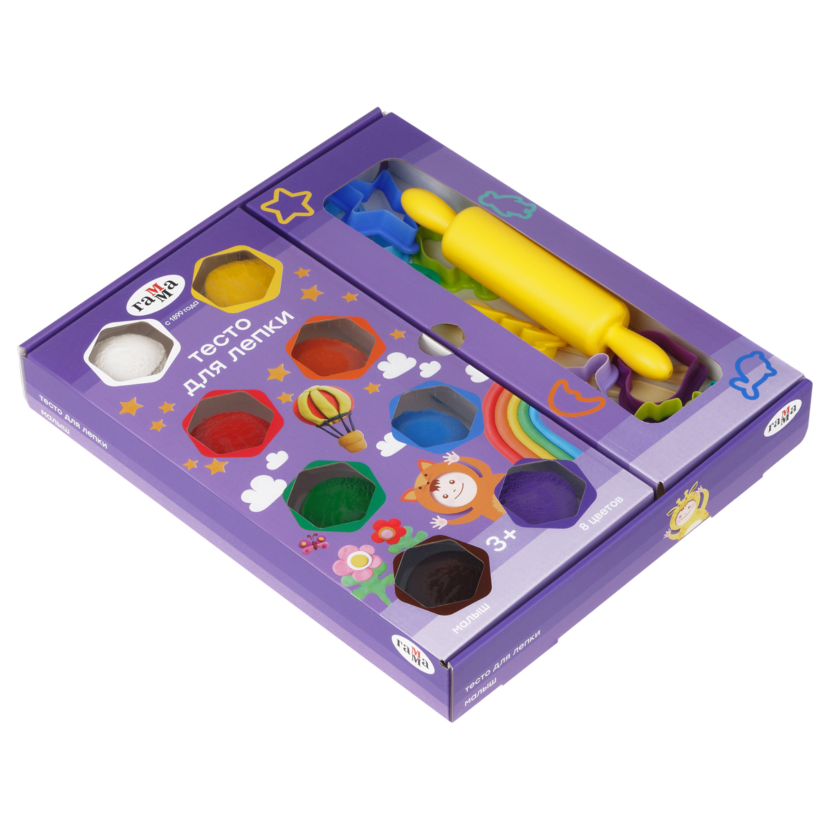 Тесто для лепки 8цв 480г Малыш формочки скалка стек картуп ГАММА 071123_08480 741₽