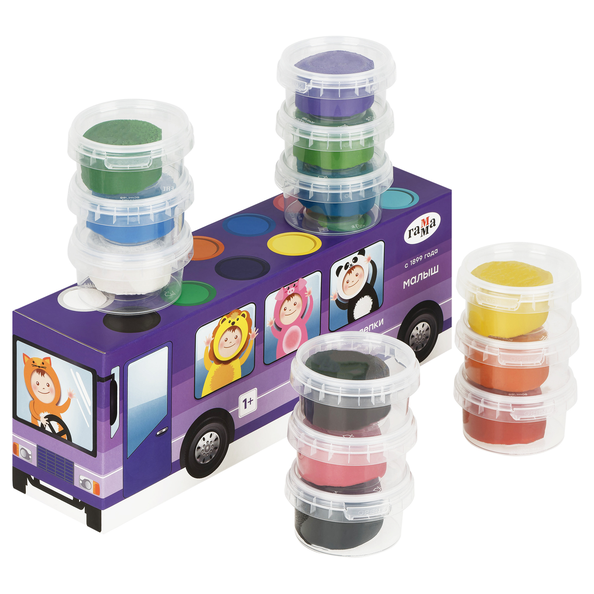 Тесто для лепки 12цв 720г Малыш Автобус картуп ГАММА 071123_12720 362₽