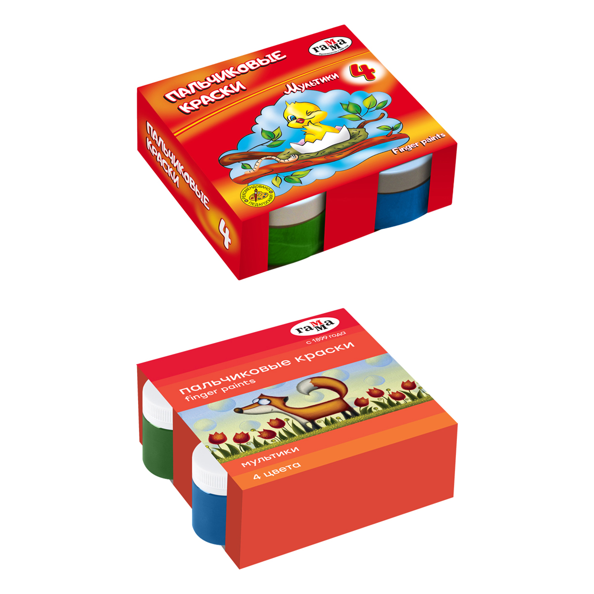 Краски пальчиковые 4цв 50мл классические Мультики картуп ГАММА 180120212 267₽