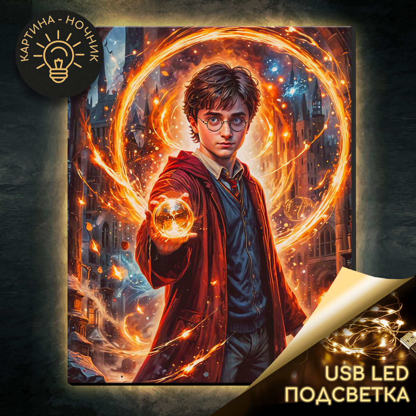 

Картина по номерам 40х50см Гарри Поттер USB LED подсветка