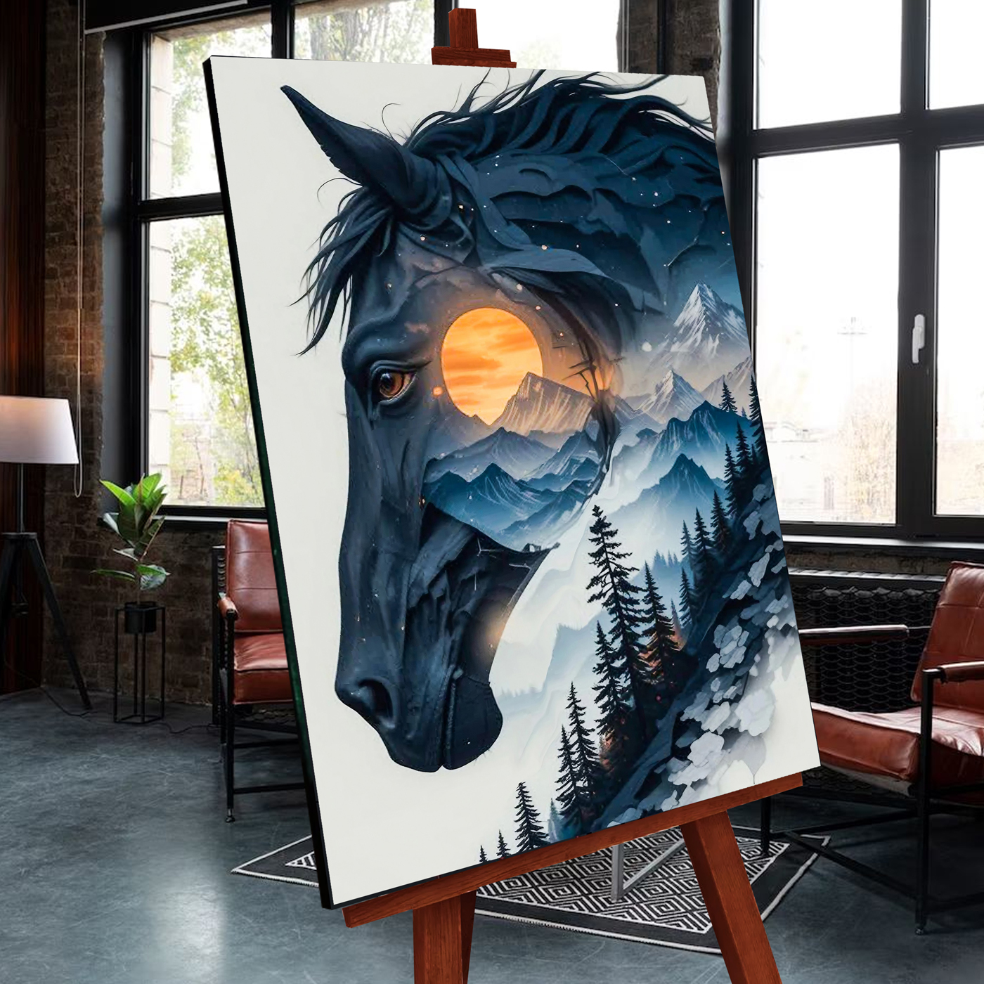 

Картина по номерам 40х50см со светящ. краской Лошадиные грезы