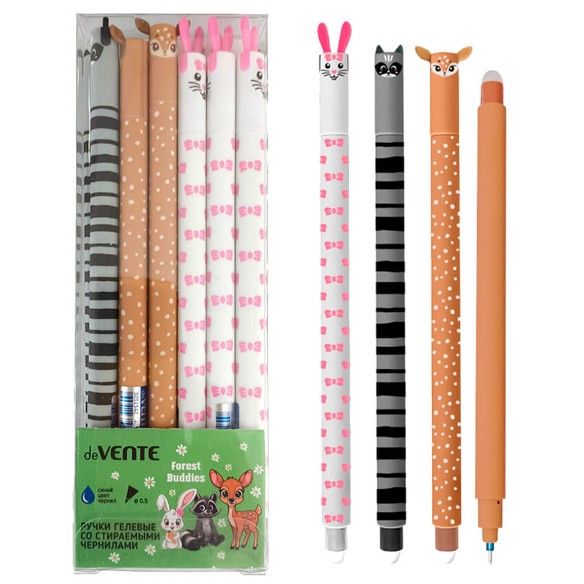Ручка гелевая синяя 05мм Forest Buddies стираемая корпус velvet touch ассорти deVENTE 5051542 47₽