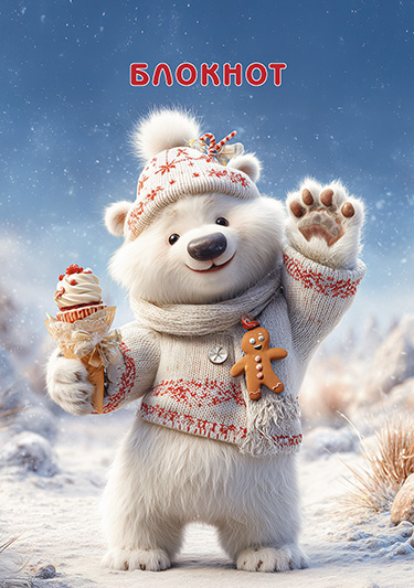 Блокнот А6 40л клетка гребень мягкобл Белый медвежонок АППЛИКА С0068-02 37₽