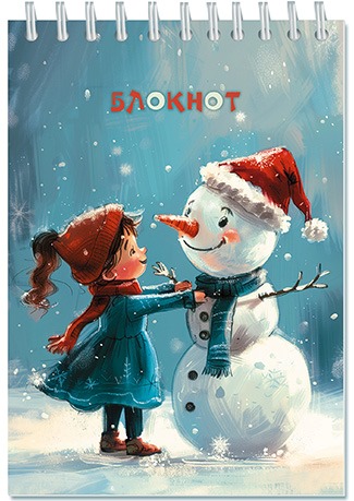 Блокнот А6 80л клетка гребень мягкобл Девочка и снеговик АППЛИКА С4173-99 80₽
