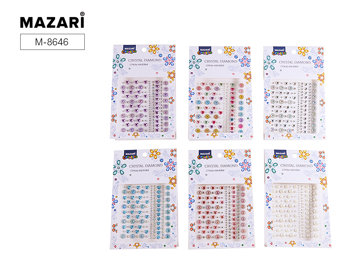 Стразы самоклеящиеся акриловые ассорти 6 дизайнов 104х16см MAZARI M-8646 83₽