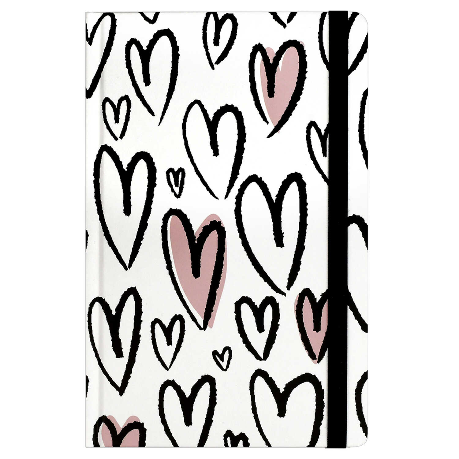 Ежедневник А5 96л недатир. тв.обл. Крупные сердечки мат.лам. резинка ФЕНИКС+ 71542