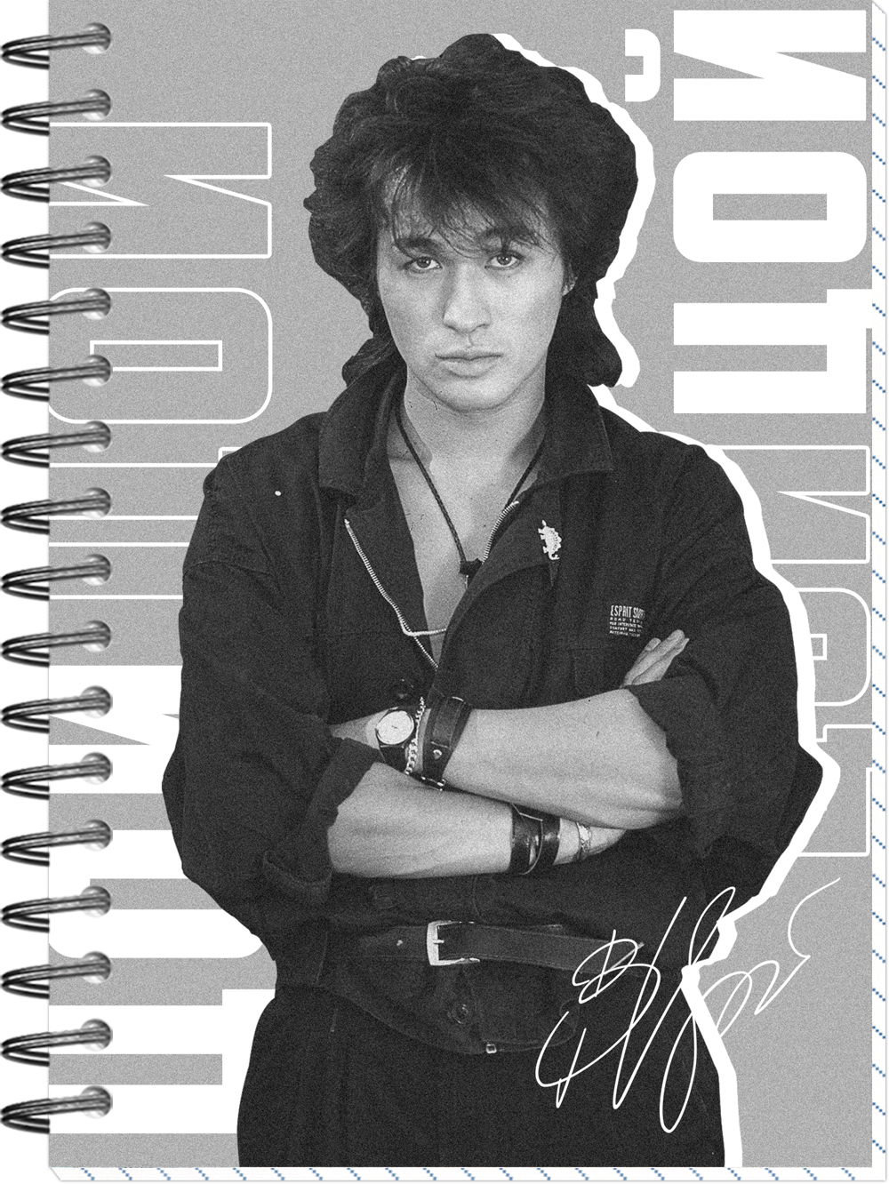 Блокнот А6 60л клетка гребень мягк.обл. Цой Кино №10 soft touch ПОЛИНОМ 25114-2