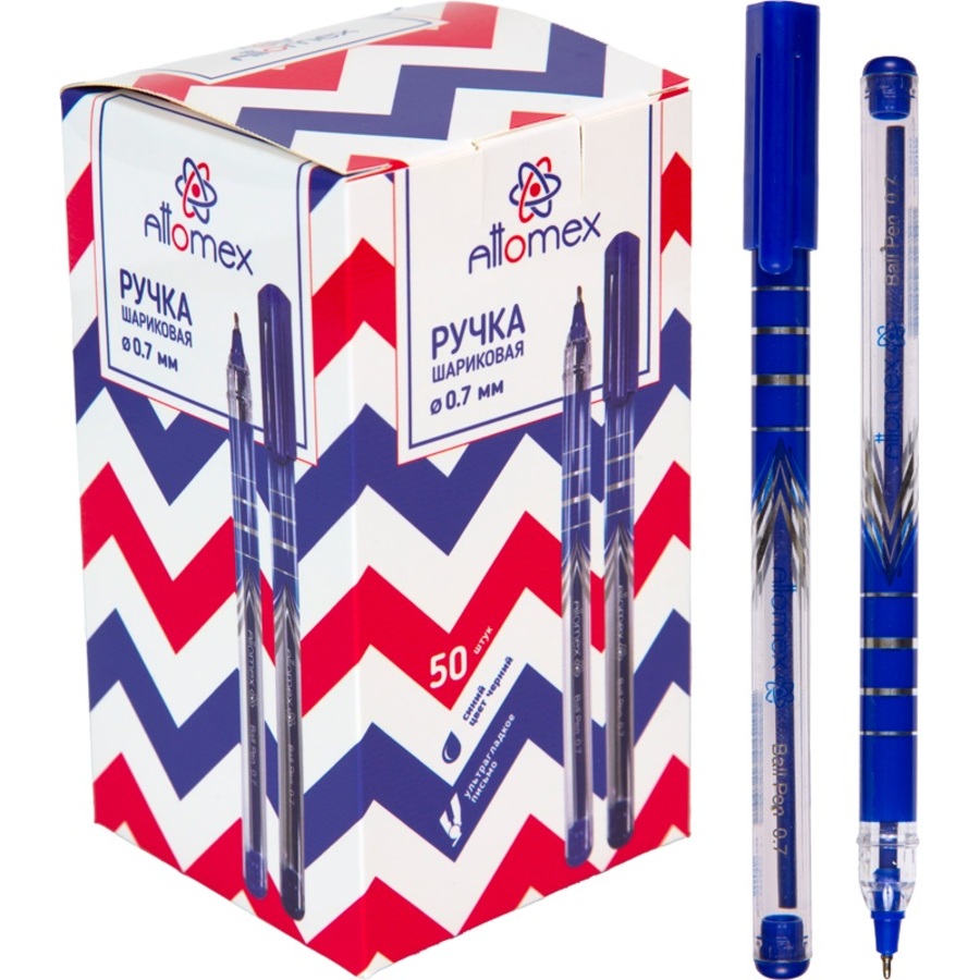 Ручка шариковая синяя 07мм маслосн прозркорп ATTOMEX 5073556 11₽