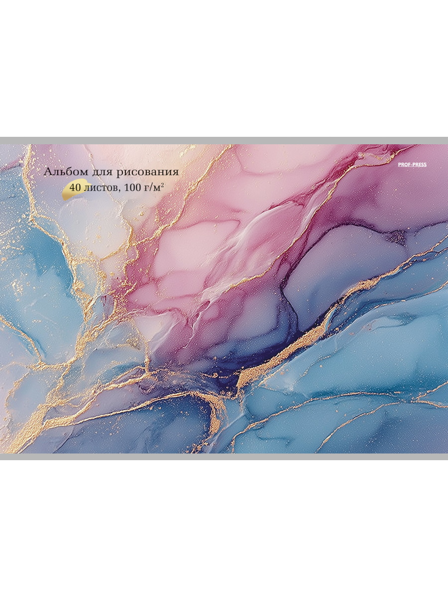 Альбом для рисования А4 40л скрепка Сверкающий мрамор 100гм2 PROF-PRESS А40-8231 жен 88₽