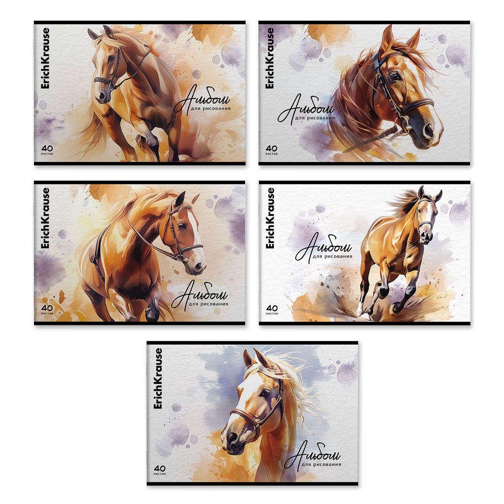 Альбом для рисования А4 40л скрепка Wild Mane ассорти 170гм2 ERICH KRAUSE 63450 уни 102₽