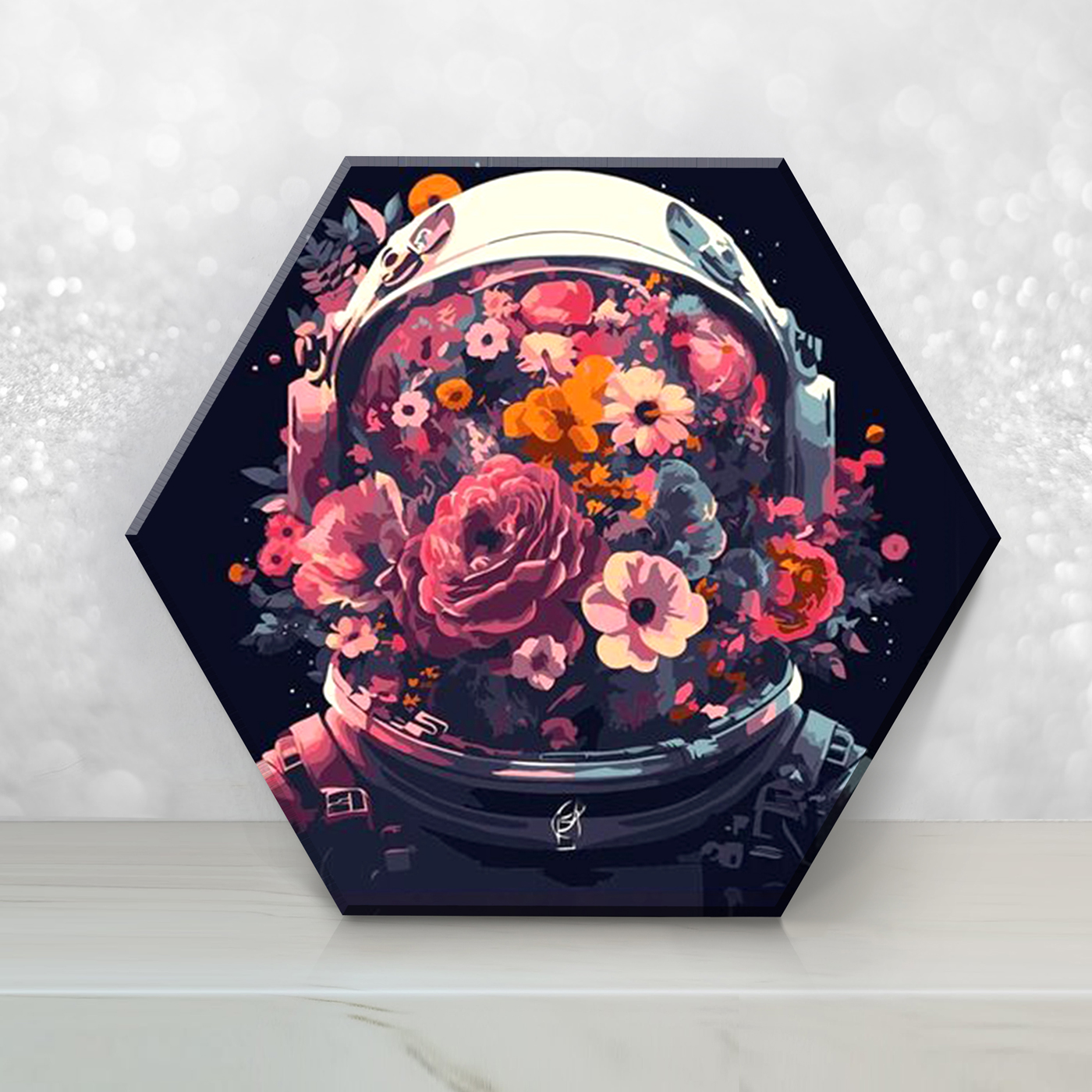 Картина по номерам 32х37см с кристаллами из хрусталя гексагон Цветущая вселенная 864₽