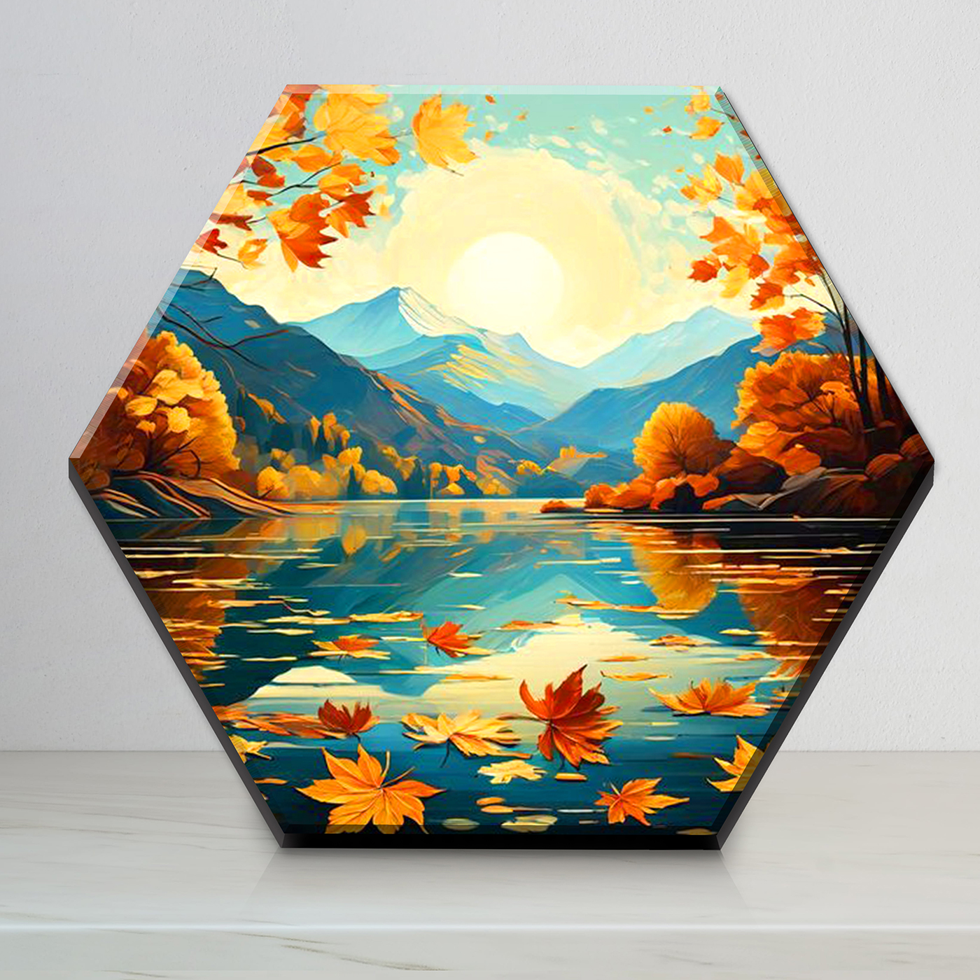 Картина по номерам 32х37см с поталью гексагон Осенний пейзаж в горах 724₽